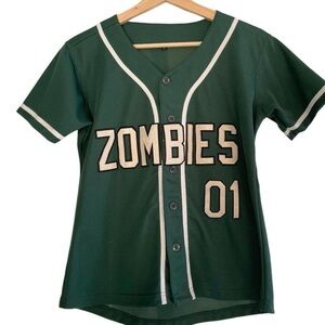 Green Zombies 01 Stewart Baseball Team Tee Halloween Size Small